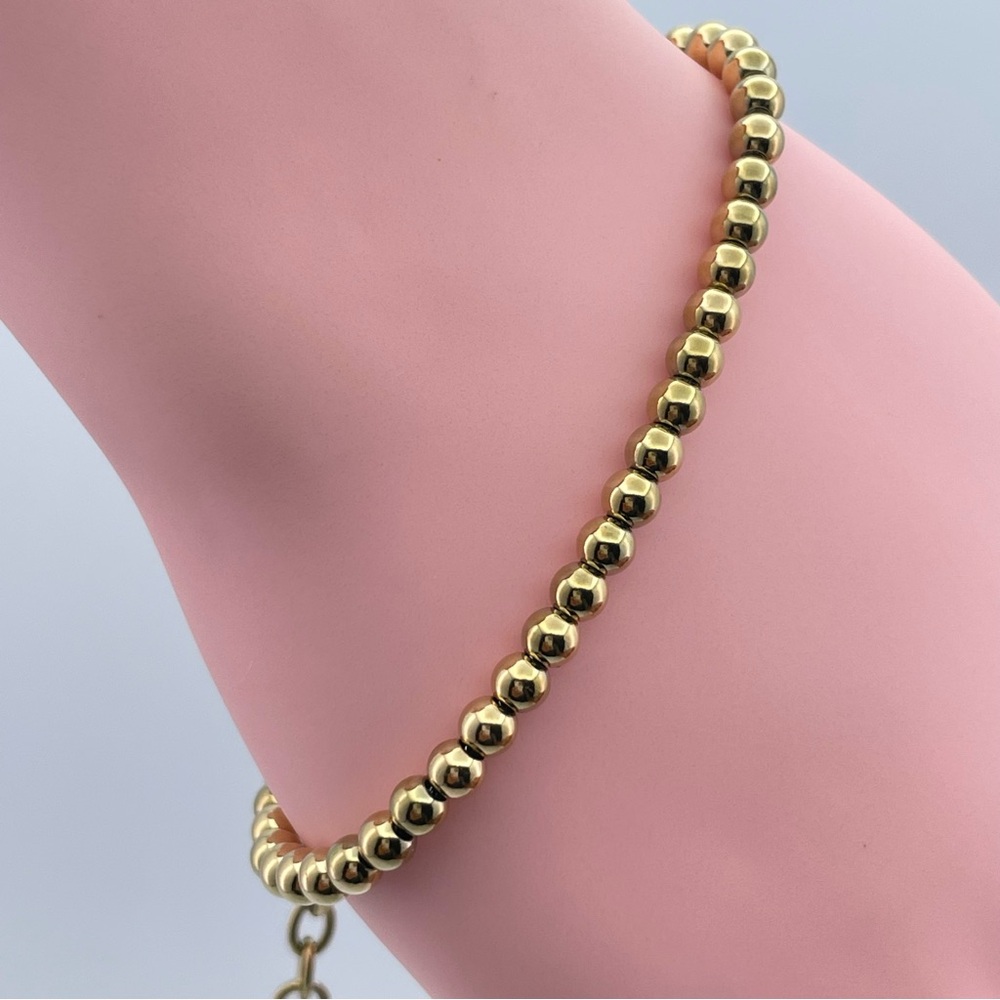 Invicta Gold Tone Beaded Bracelet Adjustable Lobster Clasp